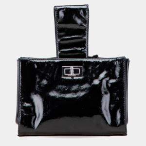 Chanel Black Patent Mademoiselle Lock Convertible Wrist Clutch