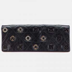 Chanel Black Quilted Calfskin Star Attitude Grommet Fold Over Clutch
