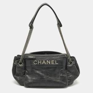 مملوكة مسبقًا Chanel Black Cube Quilted Leather LAX Accordion Bag