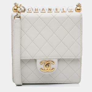 Pre Owned Chanel Chic Pearls Crossbody Mini Leather Crossbody Bag