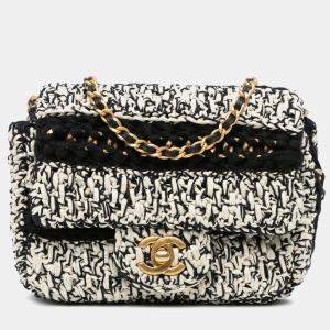 Pre Owned Chanel Braided With Love Flap Medium Raffia Shoulder Bag