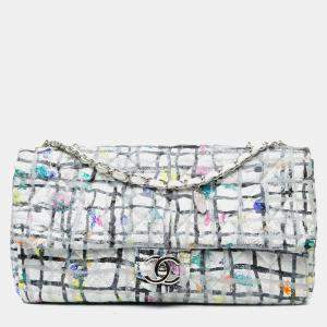 Pre Owned Chanel Hand Painted Graffiti Flap Medium Calfskin Shoulder Bag