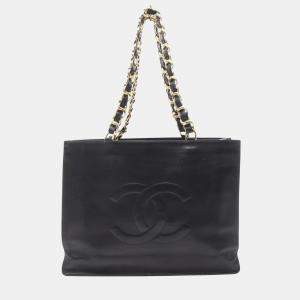 Chanel Large Coco Mark Tote Bag Lambskin (Sheepskin) Black