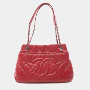 Chanel Matelasse Tote Bag Calfskin (Cowhide) Red