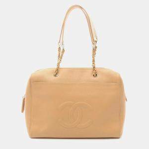 Chanel Coco Mark Tote Bag Calfskin (Cowhide) Beige