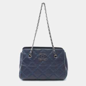 Chanel Ultra Stitch Navy Blue Lambskin Tote 