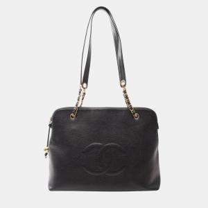 Chanel Deca Coco Mark Tote Bag Caviar Skin (Grained Calf)  Black