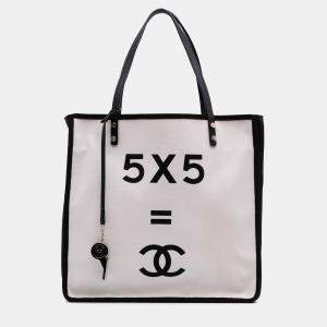 Chanel White Small Canvas Lets Demonstrate Tote
