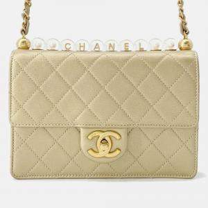 Chanel Matelasse Chain shoulder Bag Gold Leather