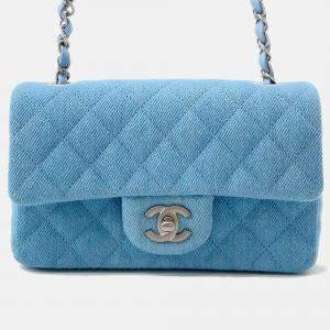 Pre Owned Chanel Mini Matelasse Chain shoulder Bag Blue Denim Size 20