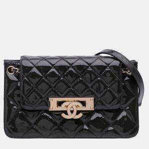Chanel Black Quilted Patent Golden Class Accordion Flap