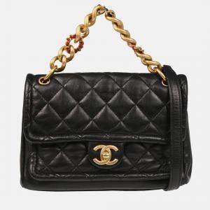 Pre Owned Chanel 2way Black Lambskin Handbag