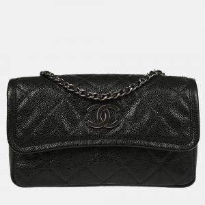 Pre Owned Chanel Shoulder Bag Black Calfskin Shoulder Bag