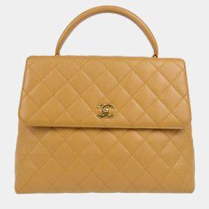 Chanel Beige Calfskin Top Handle Handbag