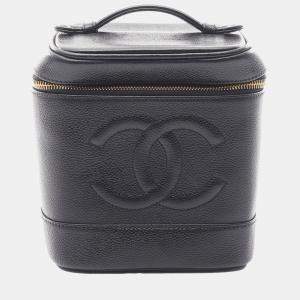 Pre Owned Chanel Black CC Caviar Vanity Case