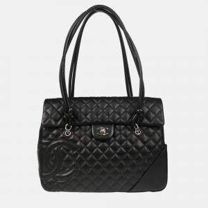 Chanel Cambon Ligne Black Calfskin Tote Handbag