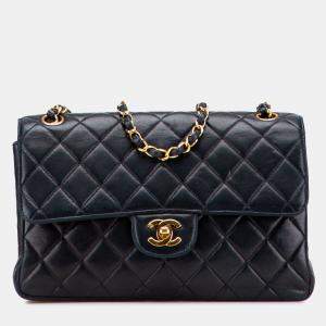 Pre Owned Chanel Black Medium Quilted Lambskin Double Sided Flap