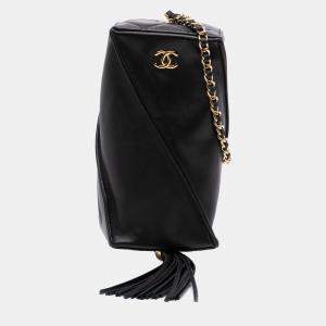 Pre Owned Chanel Black CC Lambskin Tassel Clutch with Chain