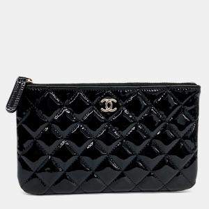 Chanel Black Patent Leather patent pouch