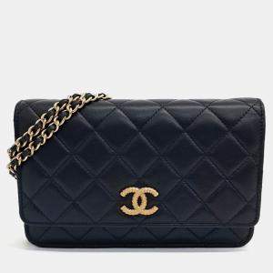 Chanel Black Leather Lambskin WOC Mini Crossbody Bag