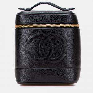 Pre Owned Chanel Black CC Caviar Vanity Case