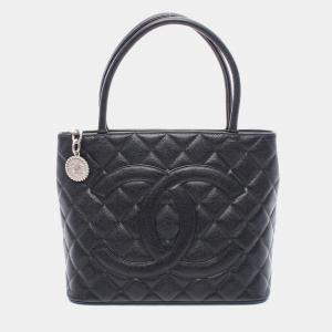 Chanel Medallion Tote Bag Calfskin Black