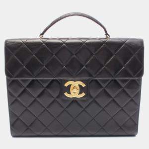 Chanel Matelasse Business Bag Lamb Sheep Leather Black Ghw Cc
