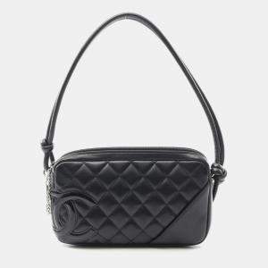 Chanel Cambon Line Shoulder Handbag Patent Leather Black Shw