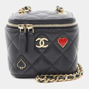 Chanel Matelasse Small Vanity Chain Shoulder Bag Leather Black Ghw