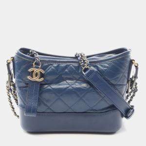 Pre Owned Chanel Gabrielle De Chanel Small Blue Calfskin Hobo Bag