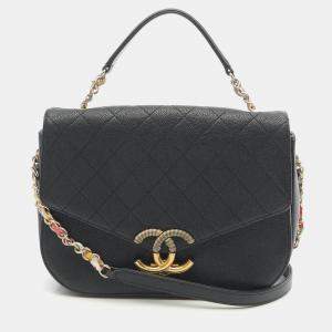 Pre Owned Chanel Coco Cuba Black Calfskin Crossbody Bag
