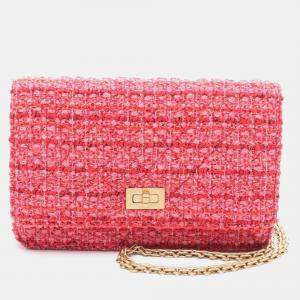 Chanel 2.55 Matelasse Crossbody Chain Shoulder Bag Fabric Red