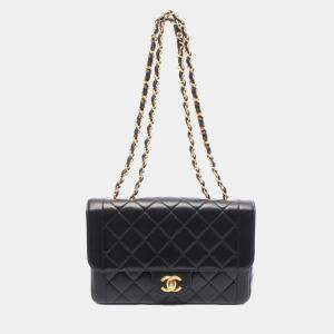 Chanel Matelasse Chain Shoulder Bag Lambskin Sheep Leather Black 