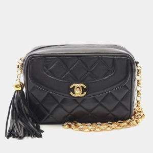 Chanel Matelasse Diana Flap Chain Shoulder Bag Lambskin Black 