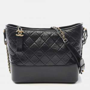 Chanel Gabriel De Chanel Large Hobo Chain Shoulder Bag Leather Black