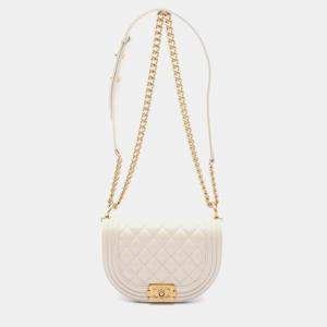 Pre Owned Chanel  Small White Leather Bag