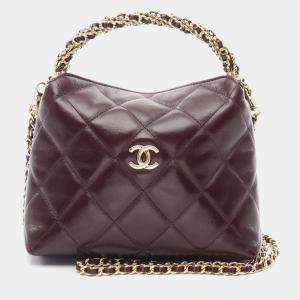 Pre Owned Chanel Matelasse Chain Shoulder Handbag  Leather Bordeaux Ghw