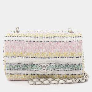 Pre Owned Chanel Matelasse Single Flap Chain Shoulder Bag Fabric White Multicolor Shw