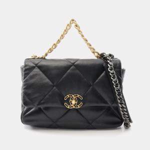Pre Owned Chanel 19 Black Lambskin Shoulder Bag