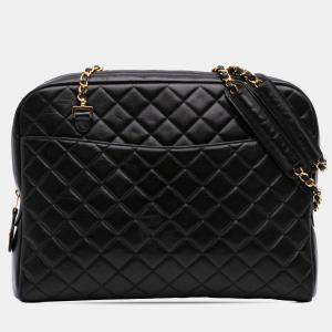 Pre Owned Chanel Black Quilted Lambskin Shoulder Bag