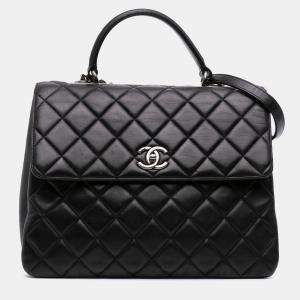 Pre Owned Chanel Black Large Lambskin Trendy CC Top Handle Bag