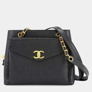 Pre Owned Chanel CC Black Leather Shoulder Bag