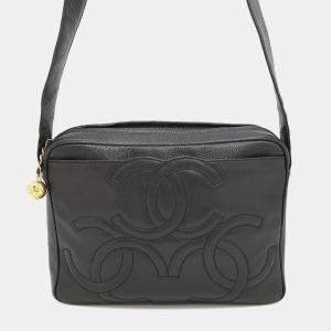 Pre Owned Chanel Triple Coco One Belt Black Caviar Leather