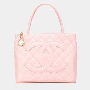 Pre Owned Chanel Pink Caviar Medallion Tote