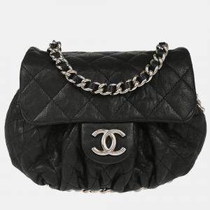 Pre Owned Chanel Chain Around Black Leather Shoulder Bag