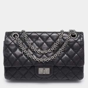 Pre Owned Chanel Black Quilted Leather Reissue 2.55 Classic 225 Flap Bag