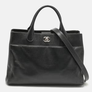Pre Owned Chanel Black Caviar Leather Large Cerf Executive Shopper Tote