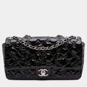 Pre Owned Chanel Black Medium Patent Lucky Symbols Flap