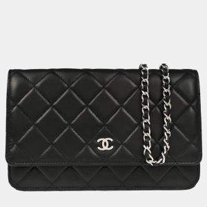 Pre Owned Chanel Black Lambskin Classic WOC Wallet On Chain