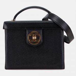 Pre Owned Chanel Black Caviar CC Turnlock Vanity Bag